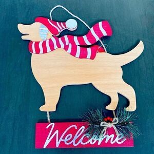 Christmas Dog “Welcome” Wall Hanging Decor Sign